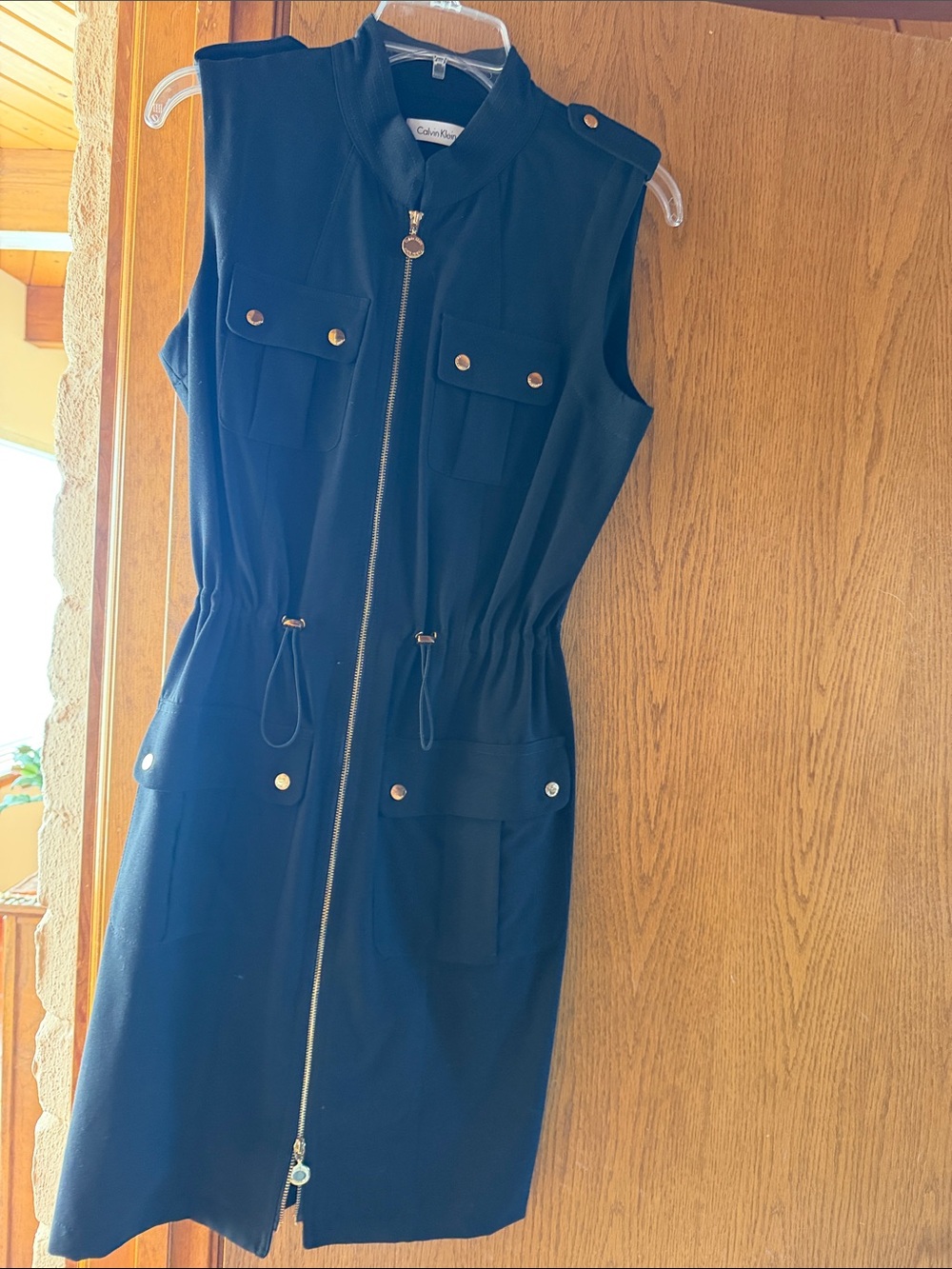 Calvin Klein Navy Sleeveless Zip-Front Utility Dress